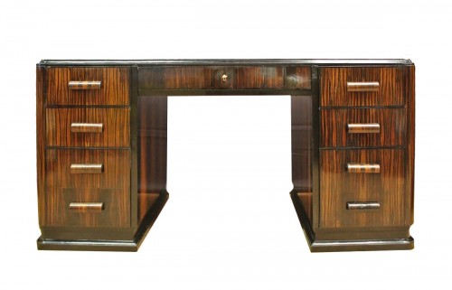 Bureau Art Déco en Macassar et bois noirci vers 1930