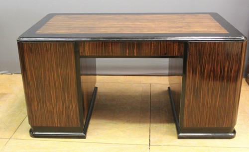 Bureau Art Déco en Macassar et bois noirci vers 1930 - Mobilier Style Art Déco