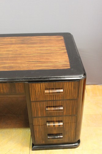 Bureau Art Déco en Macassar et bois noirci vers 1930 - Antiquités Christophe Rochet