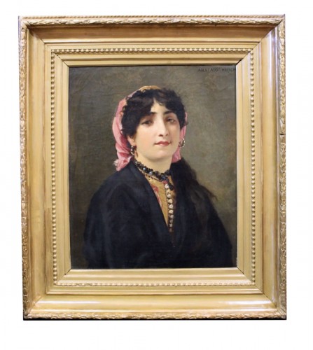 Portrait of a Gypsy Woman with a Red Scarf - Alexandre Hirsch (1833-1912)
