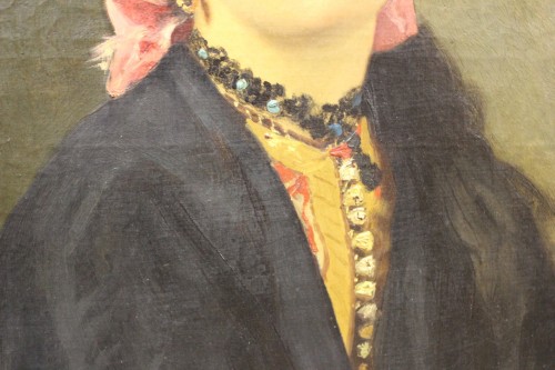 XIXe siècle - Portrait d'une Gitane au foulard rouge - Alexandre Hirsch (1833-1912)