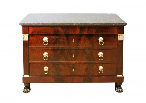 Commode Empire "Retour d'Egypte" en acajou flammé
