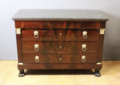 Commode Empire "Retour d'Egypte" en acajou flammé - Mobilier Style Empire