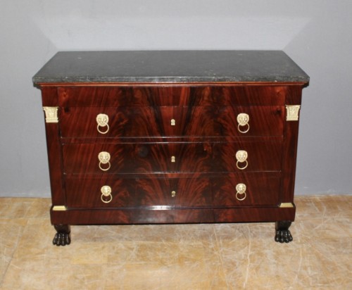 Mobilier Commode - Commode Empire "Retour d'Egypte" en acajou flammé
