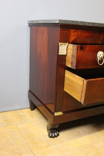 Antiquités - Commode Empire "Retour d'Egypte" en acajou flammé