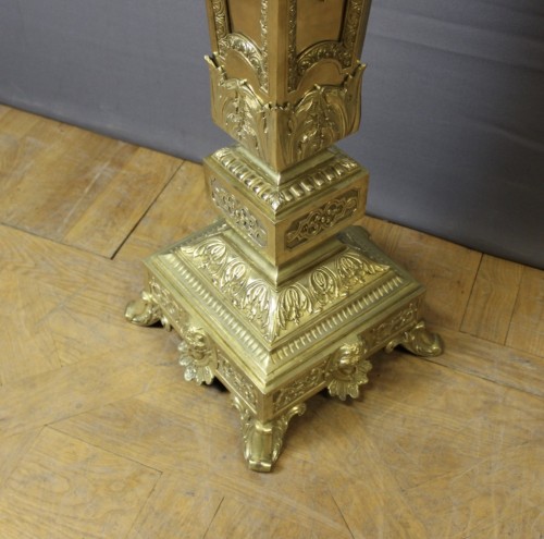 Objet de décoration Colonne Piédestal - Colonne de présentation Napoléon III en bronze doré
