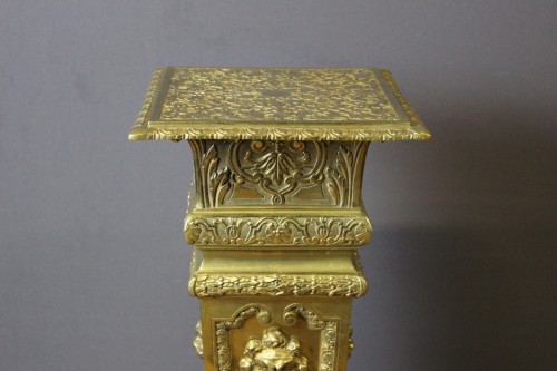 XIXe siècle - Colonne de présentation Napoléon III en bronze doré