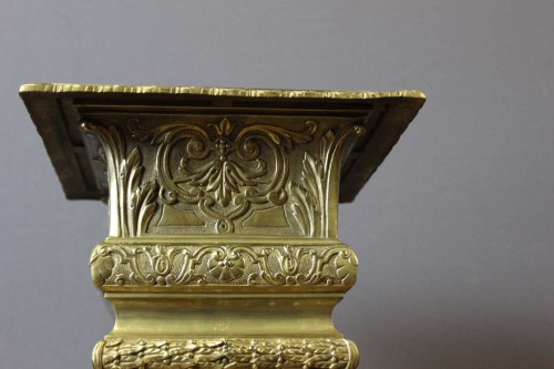 Antiquités - Colonne de présentation Napoléon III en bronze doré