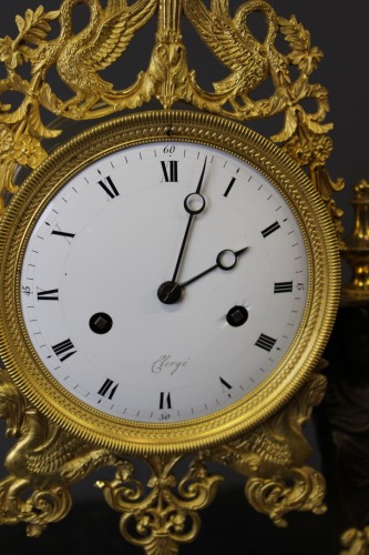 19th century - Gilt bronze and patinated portico clock &quot;Retour d&#039;Egypte&quot; early 19th century