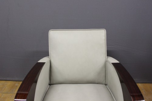XXe siècle - Paire de fauteuils d'époque Art Déco en palissandre et cuir