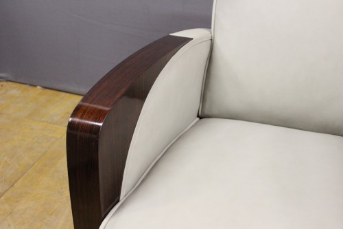 Paire de fauteuils d'époque Art Déco en palissandre et cuir - Art Déco