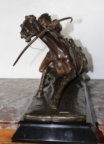Sculpture  - Edouard Drouot (1859-1945) - Indian and his horse