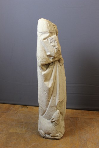 Sculpture en pierre calcaire représentant Saint Roch, Bourgogne XVe siècle - Sculpture Style Renaissance