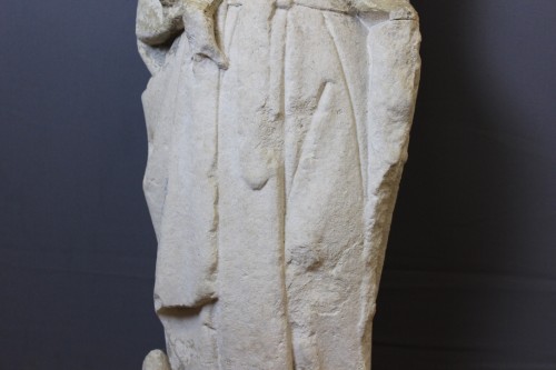 Antiquités - Sculpture en pierre calcaire représentant Saint Roch, Bourgogne XVe siècle