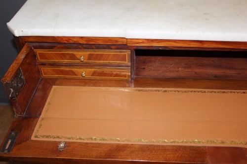 Antiquités - Commode secrétaire Transition en marqueterie XVIIIe siècle