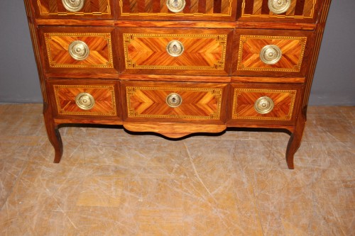 Antiquités - Commode secrétaire Transition en marqueterie XVIIIe siècle
