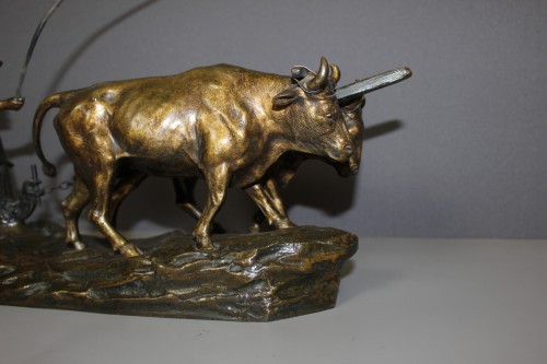 Le laboureur et ses boeufs -  Edouard Drouot vers 1900 - Sculpture Style 