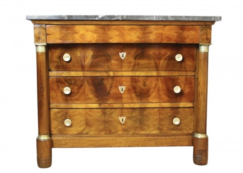Commode Empire à colonnes Détachées en noyer début XIX