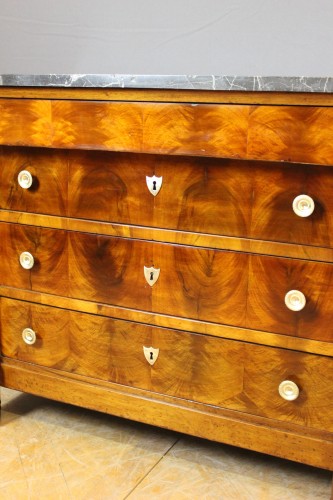 Commode Empire à colonnes Détachées en noyer début XIX - Antiquités Christophe Rochet