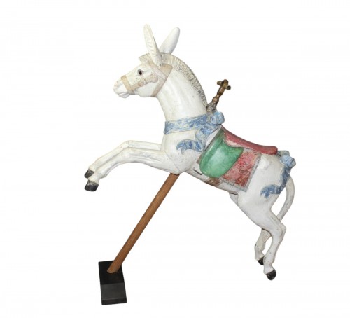 Âne de manège en bois sculpté XIXe
