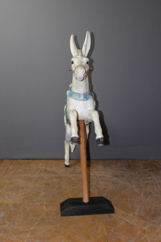 XIXe siècle - Âne de manège en bois sculpté XIXe