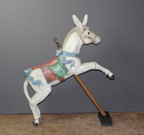 Napoléon III - Âne de manège en bois sculpté XIXe