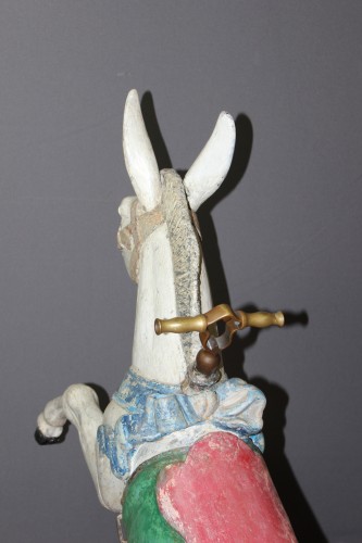 Antiquités - Âne de manège en bois sculpté XIXe