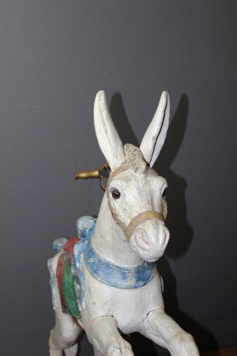 Antiquités - Âne de manège en bois sculpté XIXe
