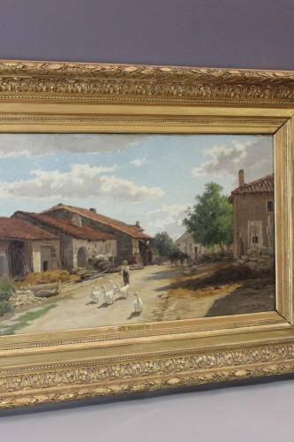 Tableaux et dessins Tableaux XIXe siècle - Cour de ferme dans les Vosges - Edouard Louis Boudier (1845/1903) 