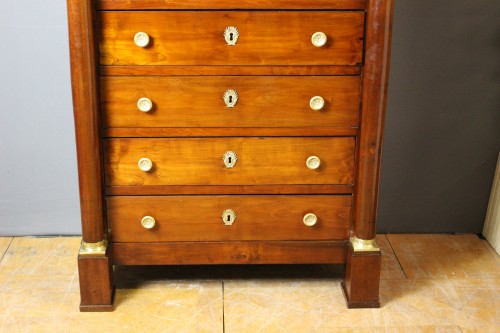 Mobilier Commode - Semainier Empire à colonnes détachées