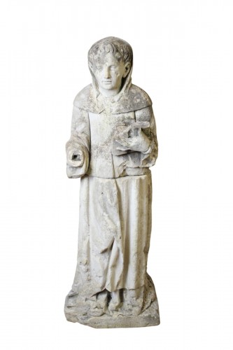 Sculpture d'un moine en pierre tendre fin XVIIIe