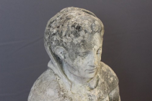  - Sculpture d'un moine en pierre tendre fin XVIIIe