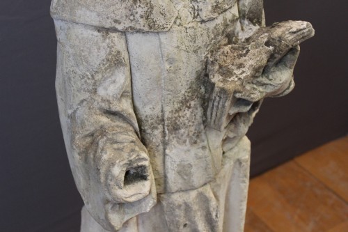 Antiquités - Sculpture d'un moine en pierre tendre fin XVIIIe