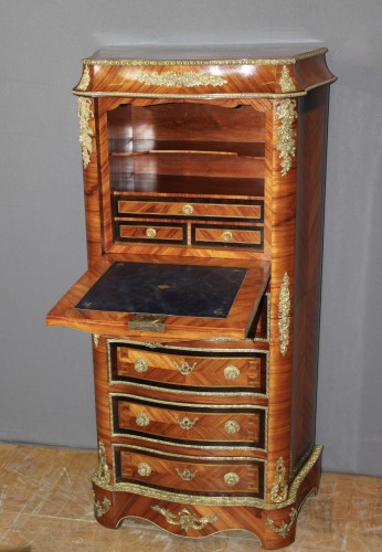 XIXe siècle - Secrétaire Napoléon III en marqueterie et bronze