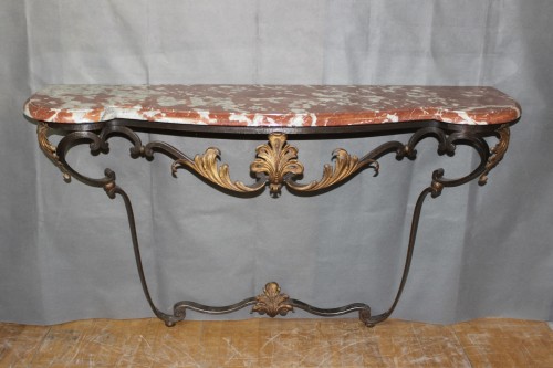 Antiquités - Console en fer forgé fin XIXe