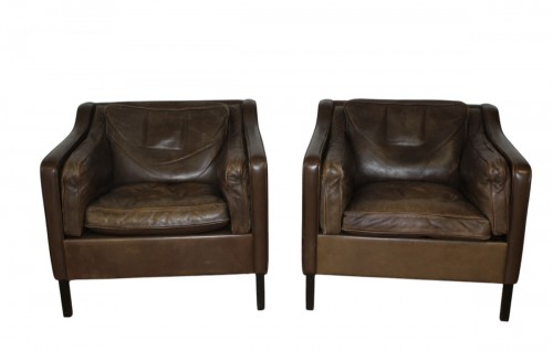Paire de fauteuils en cuir par Borge Mogensen vers 1970