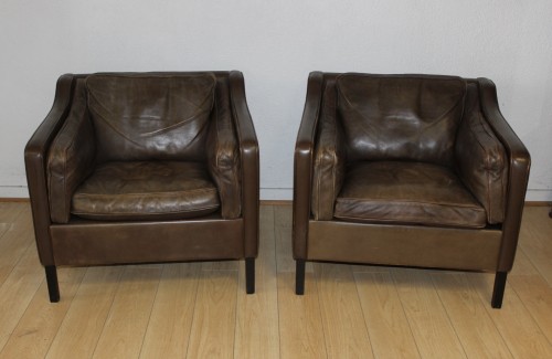Paire de fauteuils en cuir par Borge Mogensen vers 1970 - Sièges Style 
