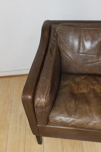 Antiquités - Paire de fauteuils en cuir par Borge Mogensen vers 1970