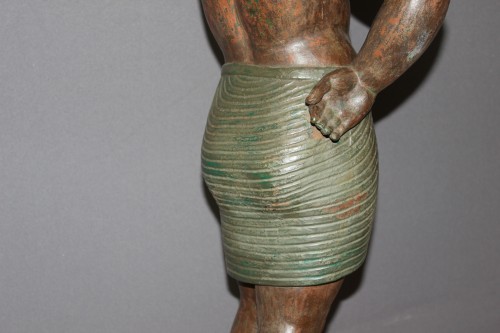 Antiquités - Nubien porte torchère à l'egyptienne en fonte de fer XIXe siècle