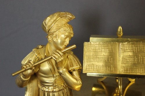 Antiquités - Pendule troubadour en bronze doré d'époque Charles X