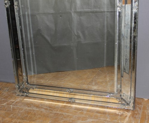 Grand miroir de Venise à parecloses XIXe - Antiquités Christophe Rochet