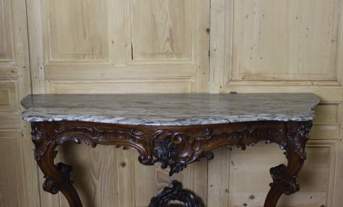 Console en noyer fin XIXe - Mobilier Style Napoléon III