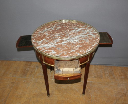 Table Bouillotte Louis XVI en acajou - Antiquités Christophe Rochet