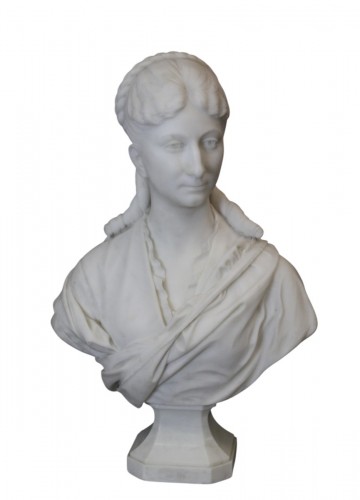 Buste de Femme en marbre de Carrare - Henri Frédéric ISELIN 1873