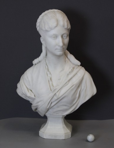 Buste de Femme en marbre de Carrare - Henri Frédéric ISELIN 1873 - Sculpture Style Napoléon III