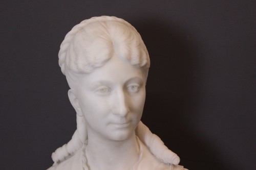 Sculpture Sculpture en Marbre - Buste de Femme en marbre de Carrare - Henri Frédéric ISELIN 1873
