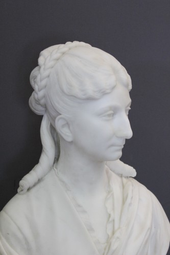 Buste de Femme en marbre de Carrare - Henri Frédéric ISELIN 1873 - Napoléon III