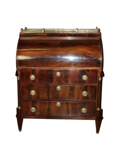 Commode secrétaire Empire à cylindre  en acajou