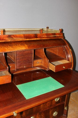 Commode secrétaire Empire à cylindre  en acajou - Mobilier Style Empire