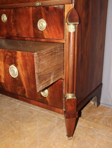 XIXe siècle - Commode secrétaire Empire à cylindre  en acajou